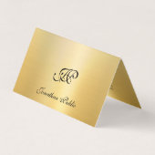 Faux Gold Elegant Handgeschreven Script Monogram Visitekaartje (Voorkant)