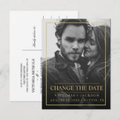 FAUX GOLD ELEGANT LIJST FOTO DE DATUM WIJZIGEN AANKONDIGINGSKAART (Voorkant / Achterkant)