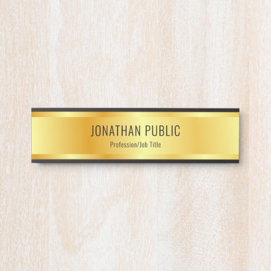 Faux Gold Elegant Luxe Moderne Sjabloon Deurbordje (Voorkant)