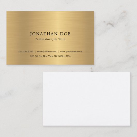 Faux Gold Elegant Minimalistische Professionele Sj Visitekaartje (Voorkant / Achterkant)