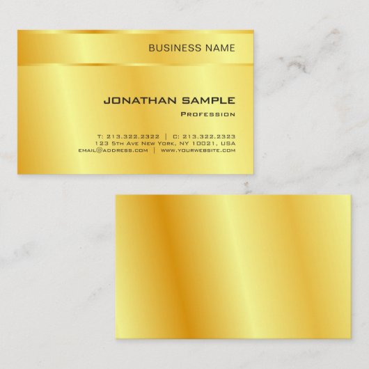 Faux Gold Elegant Modern Custom Trendy Sjabloon Visitekaartje (Voorkant / Achterkant)