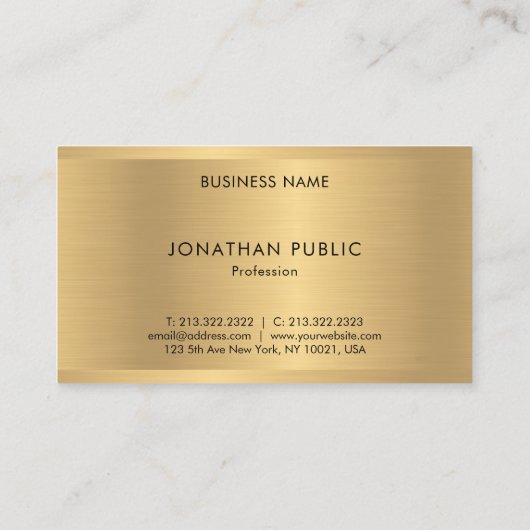 Faux Gold Elegant Modern Luxe Sjabloon Visitekaartje (Achterkant)