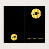 Faux Gold Elegant Modern Monogram Sjabloon Visitekaartje (Buitenkant ongevouwen)