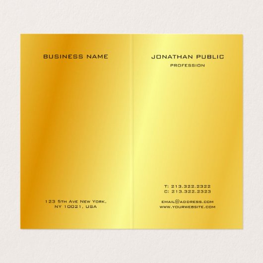 Faux Gold Elegant Modern Monogram Sjabloon Visitekaartje (Binnenkant ongevouwen)