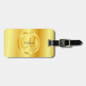 Faux Gold Elegant Modern Monogram Trendy Sjabloon Bagagelabel (Voorkant horizontaal)