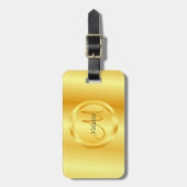 Faux Gold Elegant Modern Monogram Trendy Sjabloon Bagagelabel (Voorkant verticaal)