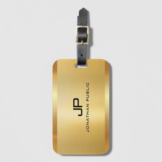 Faux Gold Elegant Modern Sjabloon Glam Luxe Bagagelabel (Voorkant (verticaal))