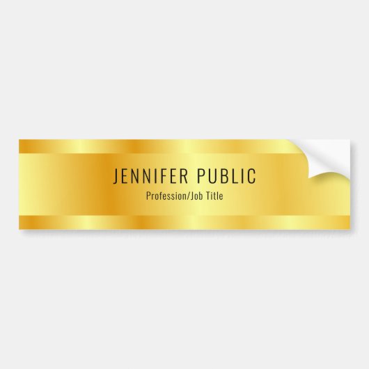 Faux Gold Elegant Moderne Glamoureuze Sjabloon Bumpersticker (Voorkant)