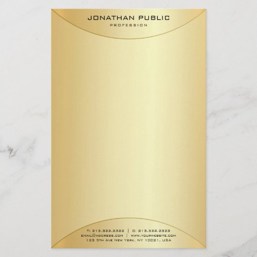 Faux Gold Elegant Moderne persoonlijke Sjabloon Briefpapier (Voorkant)