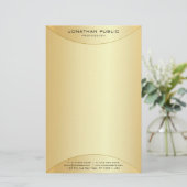 Faux Gold Elegant Moderne persoonlijke Sjabloon Briefpapier (Staand voorkant)
