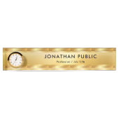 Faux Gold elegant moderne Sjabloon met klok Naambordje (Voorkant)