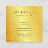 Faux Gold Elegant Moderne Sjabloon Professional Vierkante Visitekaartje (Achterkant)