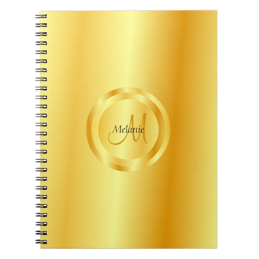 Faux Gold Elegant Moderne Sjabloon Trendy Monogram Notitieboek (Voorkant)