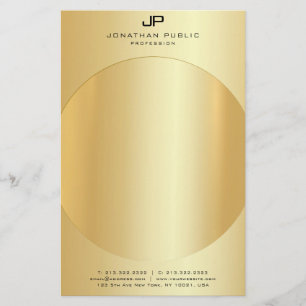 Faux Gold Elegant Monogram Moderne Sjabloon Briefpapier