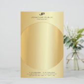 Faux Gold Elegant Monogram Moderne Sjabloon Briefpapier (Staand voorkant)