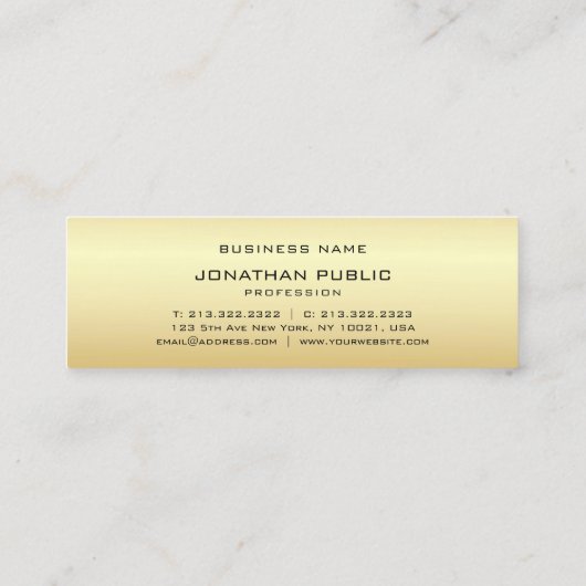 Faux Gold Elegant Monogram Moderne Sjabloon Mini Visitekaartje (Achterkant)