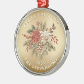 Faux Gold Elegant Poinsettia Kerstmis Metalen Ornament (Links)