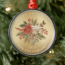 Faux Gold Elegant Poinsettia Kerstmis Metalen Ornament