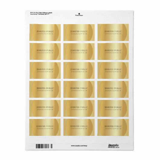 Faux Gold Elegant Professional Moderne Sjabloon Etiket (Full Sheet)