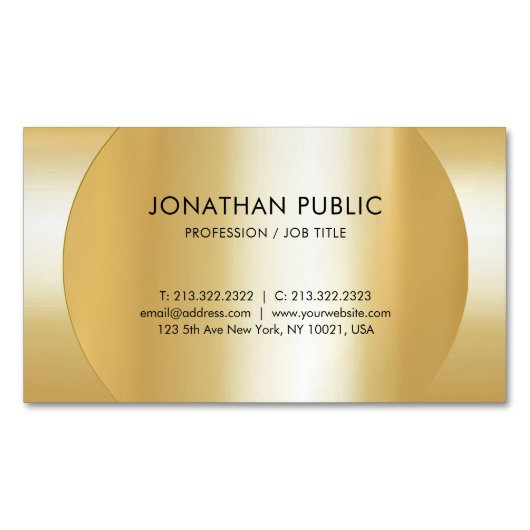 Faux Gold Elegant Professional Moderne Sjabloon Magnetisch Visitekaartje (Voorkant)