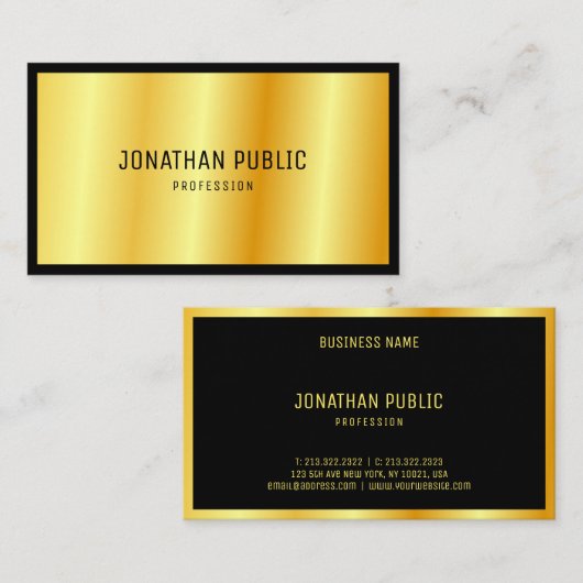 Faux Gold Elegant Professional Moderne Sjabloon Visitekaartje (Voorkant / Achterkant)