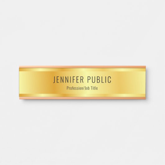 Faux Gold Elegant Roos Goud Moderne Sjabloon Deurbordje (Voorkant)