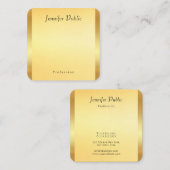 Faux Gold Elegant Script Glamor Sjabloon Moderne Vierkante Visitekaartje (Voorkant / Achterkant)