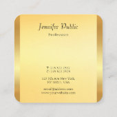 Faux Gold Elegant Script Glamor Sjabloon Moderne Vierkante Visitekaartje (Achterkant)