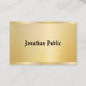 Faux Gold Elegant  Sjabloon Klassieke tekst Visitekaartje (Voorkant)