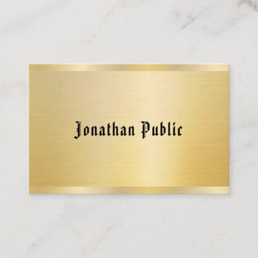 Faux Gold Elegant  Sjabloon Klassieke tekst Visitekaartje (Voorkant)