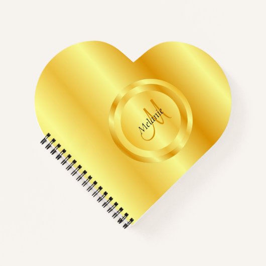 Faux Gold Elegant Sjabloon Monogram op maat Notitieboek (Voorkant)