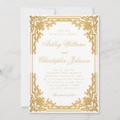 Faux Gold Elegant Wit Bruiloft Kaart (Voorkant)