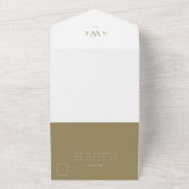 Faux Gold Elegante Kalligrafie Trouwscheur Uit All In One Uitnodiging (Buitenkant)