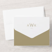 Faux Gold Elegante Kalligrafie Trouwscheur Van All In One Uitnodiging (Achterkant)