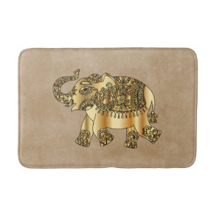  Faux Gold Elephant en Brown Bath Mat