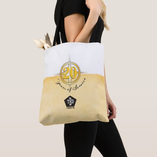 Faux gold emblem werknemer 20 jaar tote bag (Dichtbij)