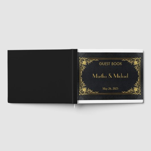 Faux Gold Embossed Leather Guest Book Gastenboek (Volledig)