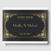 Faux Gold Embossed Leather Guest Book Gastenboek (Voorkant)