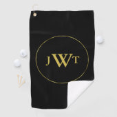 Faux Gold en Black Custom Monogrammen Golfhanddoek (Insitu)