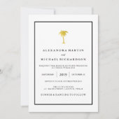 Faux Gold en Black Palm Tree | Glam Wedding Kaart (Voorkant)