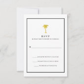 Faux Gold en Black Palm Tree | Glam Wedding RSVP Kaartje (Voorkant)