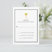 Faux Gold en Black Palm Tree | Glam Wedding RSVP Kaartje (Staand voorkant)