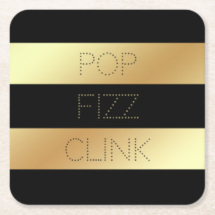 Faux Gold en Black Pop Fizz Clink   Nieuwe jaren o Kartonnen Onderzetters