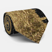 Faux Gold en Black Sterrennacht, penseelstreken Stropdas (Opgerold)