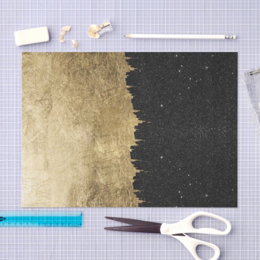 Faux Gold en Black Sterrennacht, penseelstreken Tissuepapier (Craft)