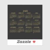 Faux Gold en Black Yarly Calendar 2023-sticker Sticker (Vel)