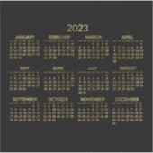 Faux Gold en Black Yarly Calendar 2023-sticker Sticker (Voorkant)