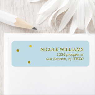 Faux Gold en Blue Confetti Stippen Etiket