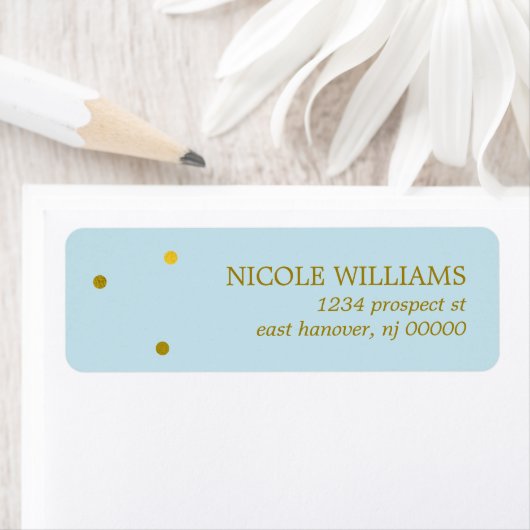 Faux Gold en Blue Confetti Stippen Etiket (Insitu)