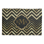 Faux Gold en Glitter Chevron Custom Black Back Kussensloop (Achterkant)